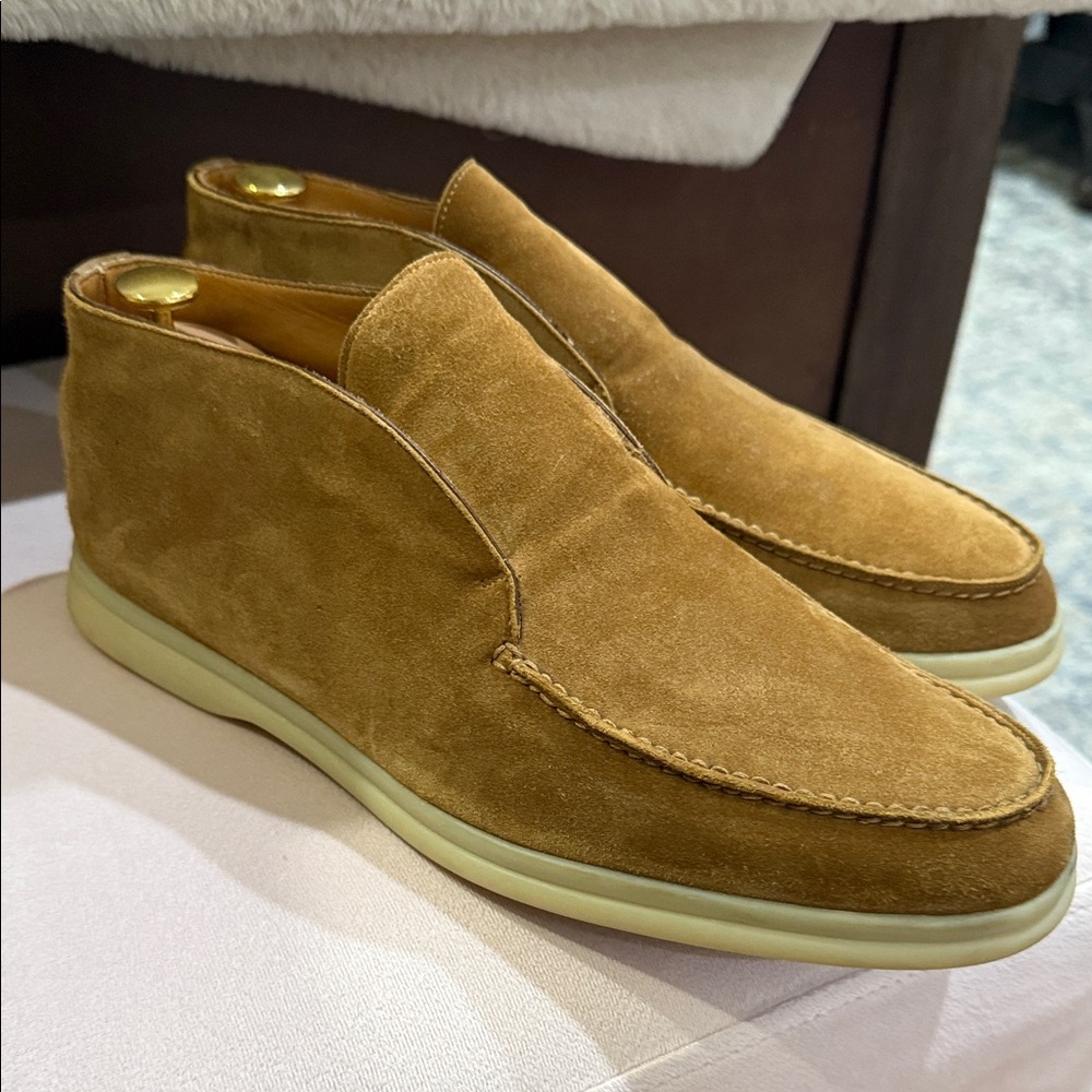 Loro Piana Brown Suede Slip-On Loafers